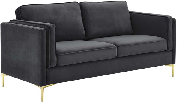 velvet leather sofa Modway Furniture Sofas and Armchairs Charcoal