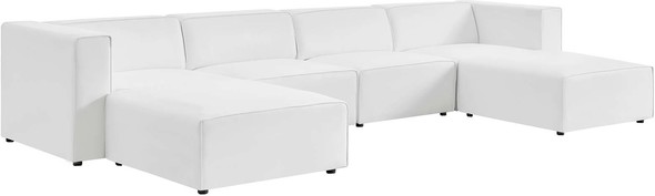 right facing leather sectional Modway Furniture Sofas and Armchairs White