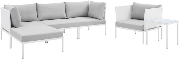 armless sofa outdoor Modway Furniture Sofa Sectionals Outdoor Sofas and Sectionals White Gray
