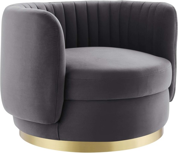 high back easy chair Modway Furniture Sofas and Armchairs Gold Gray
