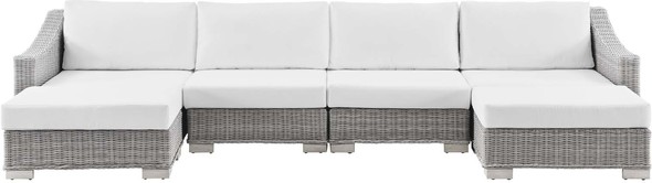 large sectional leather Modway Furniture Sofa Sectionals Light Gray White