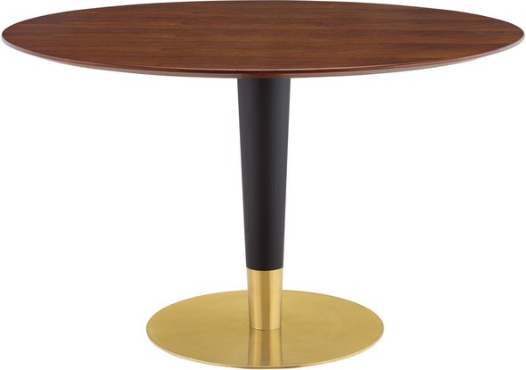 pedestal table black Modway Furniture Bar and Dining Tables Gold Walnut