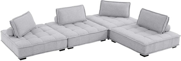 leather couch with chaise lounge Modway Furniture Sofas and Armchairs Light Gray