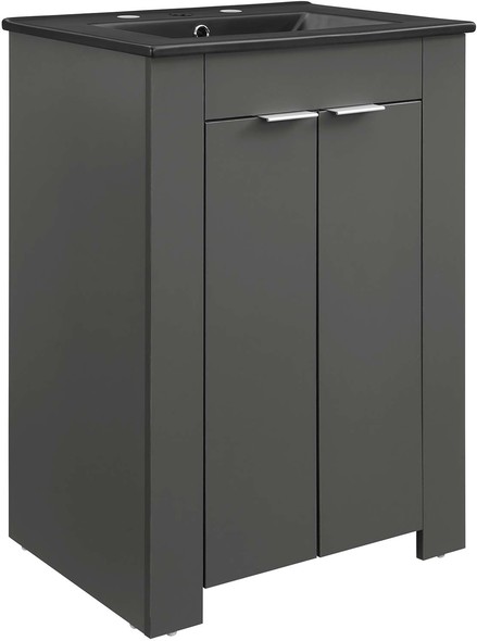 3 piece bathroom vanity set Modway Furniture Vanities Gray Black
