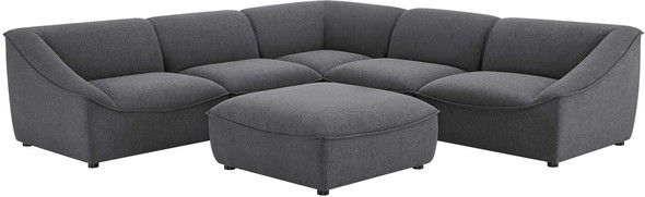 grey sectional sofa with chaise Modway Furniture Sofas and Armchairs Charcoal