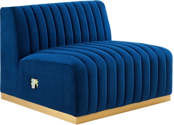 velvet armchair with ottoman Modway Furniture Sofas and Armchairs Gold Navy