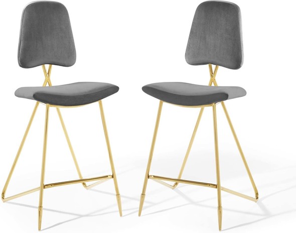 brown leather bar stools set of 2 Modway Furniture Bar and Counter Stools Gray