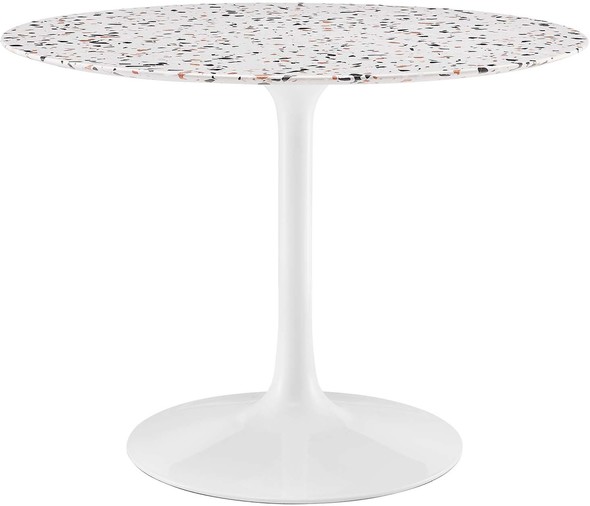 round table with leaf and chairs Modway Furniture Bar and Dining Tables White White