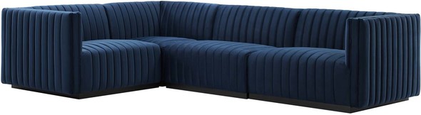 leather sectional lounge Modway Furniture Sofas and Armchairs Black Midnight Blue