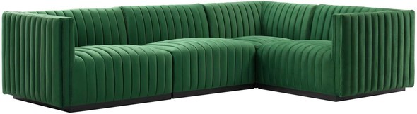 leather sectional right facing Modway Furniture Sofas and Armchairs Black Emerald