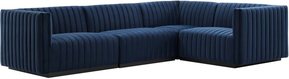small navy sectional Modway Furniture Sofas and Armchairs Black Midnight Blue