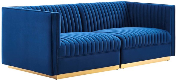 black velvet couch sectional Modway Furniture Sofas and Armchairs Navy