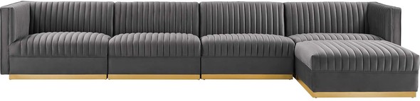 leather sectional couch black Modway Furniture Sofas and Armchairs Gray