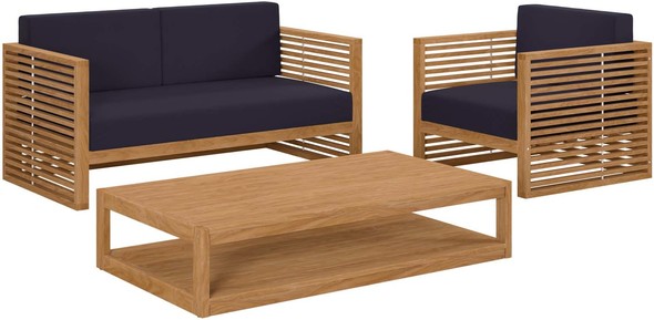 4 piece outdoor furniture Modway Furniture Sofa Sectionals Natural Navy