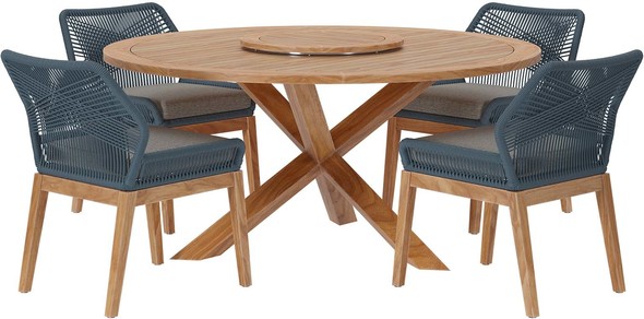 rustic dining table set Modway Furniture Dining Sets Blue Graphite