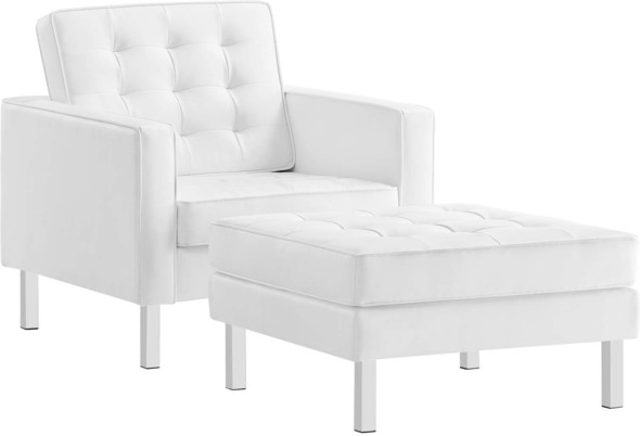leather swivel accent chairs for living room Modway Furniture Sofas and Armchairs Silver White