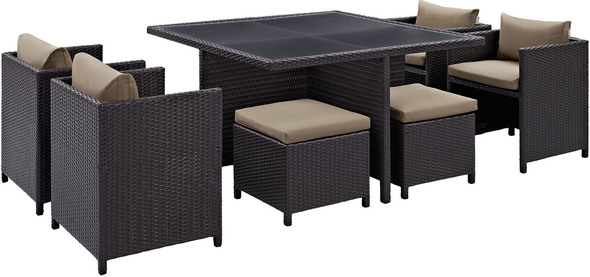 Modway Furniture Bar and Dining Outdoor Dining Sets Espresso Mocha