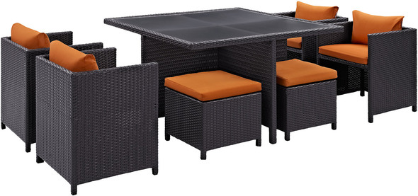 Modway Furniture Bar and Dining Outdoor Dining Sets Espresso Orange