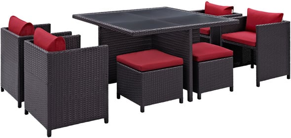 Modway Furniture Bar and Dining Outdoor Dining Sets Espresso Red