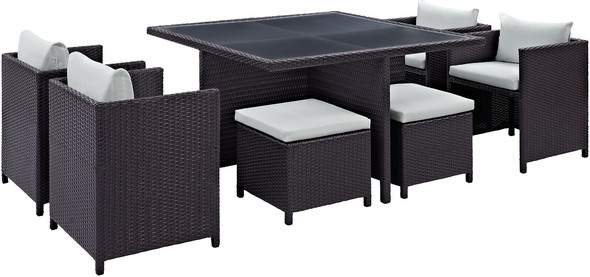  Modway Furniture Bar and Dining Outdoor Dining Sets Espresso White