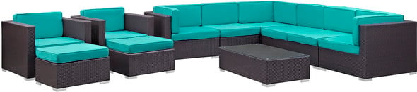 aluminum patio seating Modway Furniture Sofa Sectionals Espresso Turquoise