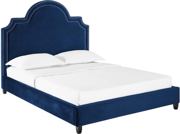 wood frame king size bed frame with headboard Modway Furniture Beds Navy