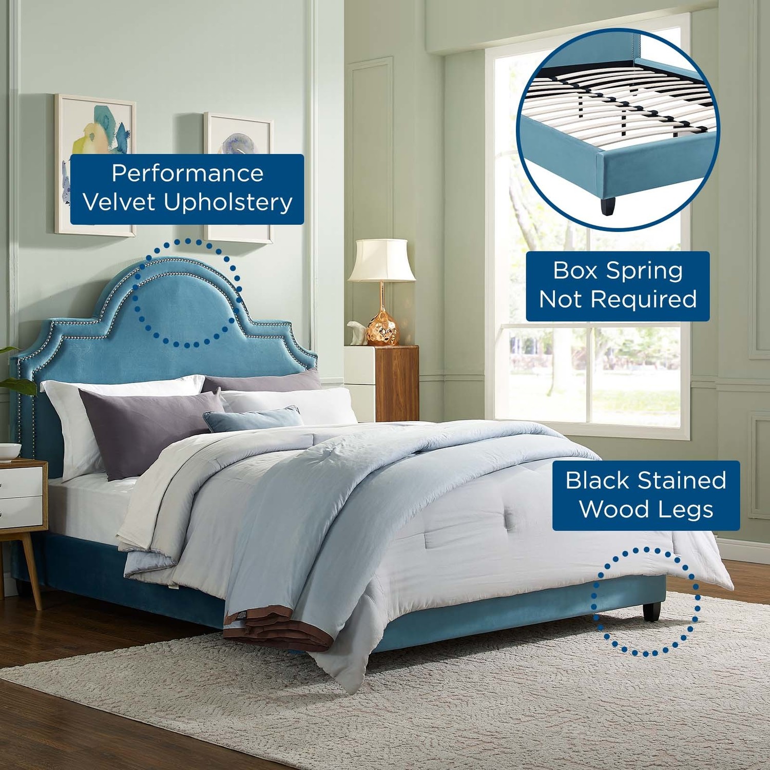 Modway Furniture Beds Beds Sea Blue