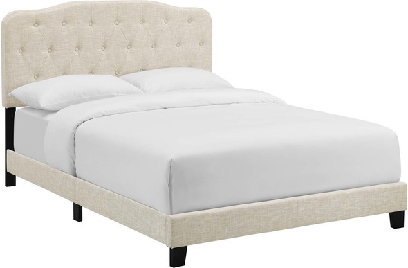 twin metal bed frame with wheels Modway Furniture Beds Beds Beige