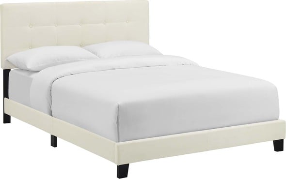 king beige bed frame Modway Furniture Beds Beds Ivory