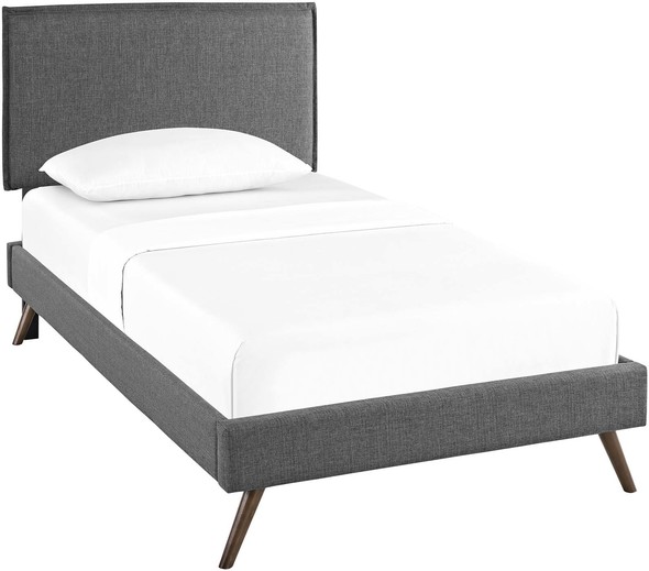 white wood king bed frame with headboard Modway Furniture Beds Gray