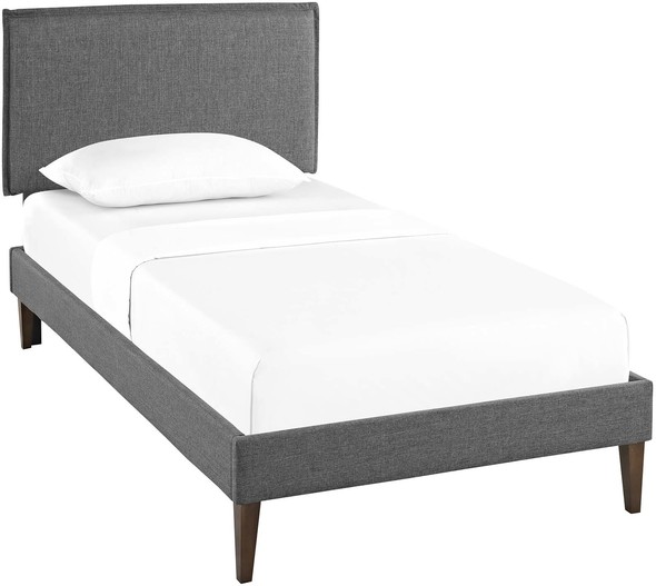 bed frame with fabric headboard Modway Furniture Beds Gray