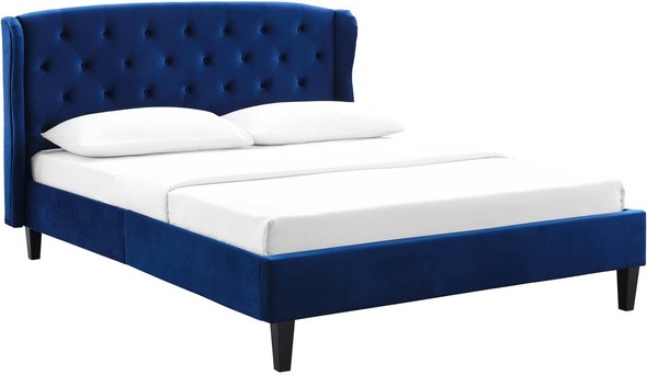 queen size bed frame with headboard and storage Modway Furniture Beds Navy