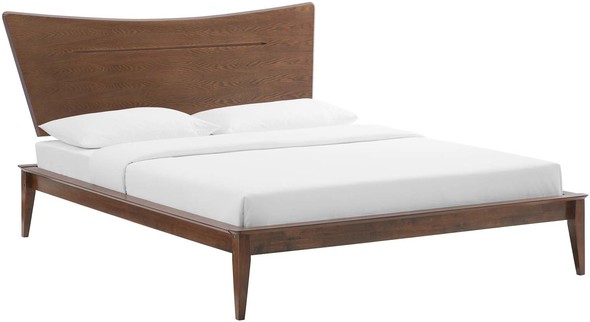 wood bedframe full Modway Furniture Beds Walnut