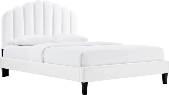 tufted bed frame queen Modway Furniture Beds White