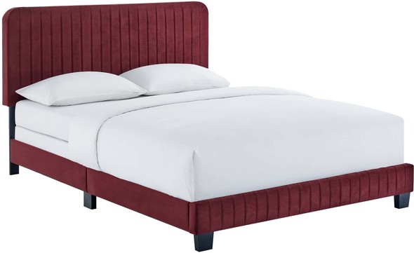 contemporary bed frame queen Modway Furniture Beds Maroon