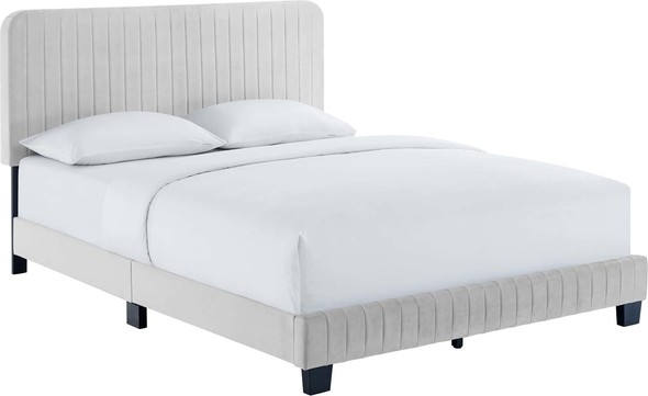 king single bed frame with drawers Modway Furniture Beds Light Gray
