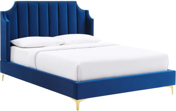 metal platform bed frame king Modway Furniture Beds Navy