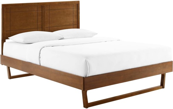 queen size bed frame metal Modway Furniture Beds Walnut