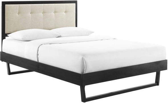 twin frame with headboard Modway Furniture Beds Black Beige