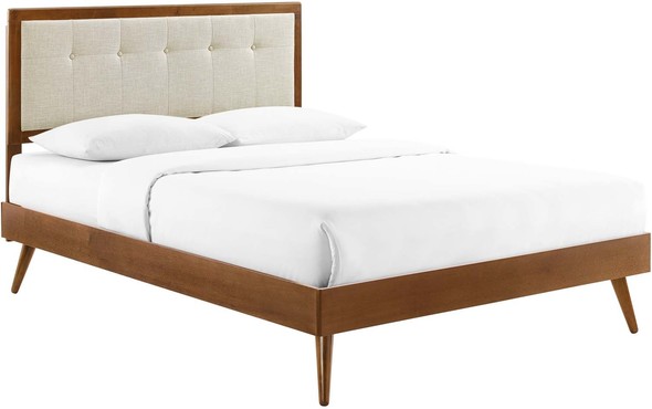 queen bed white frame Modway Furniture Beds Walnut Beige