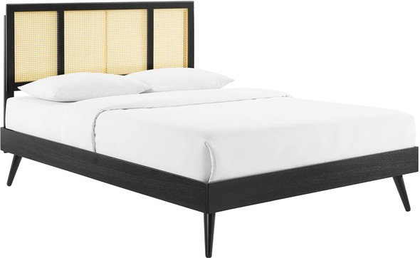 cream headboard double Modway Furniture Beds Black