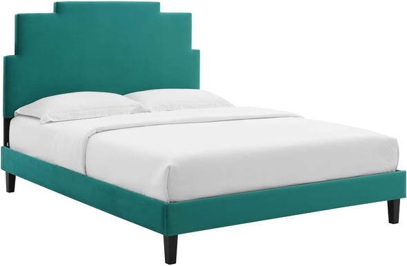 grey velvet king bed Modway Furniture Beds Teal
