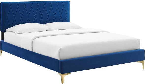 upholstered king bed frame with headboard Modway Furniture Beds Navy