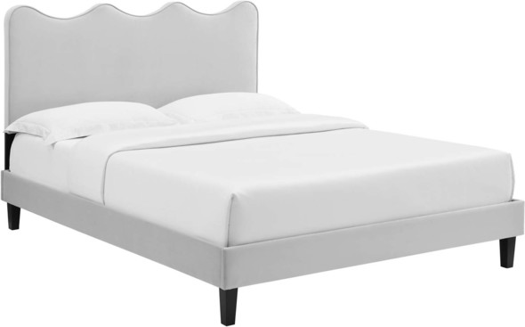 fabric platform bed Modway Furniture Beds Light Gray