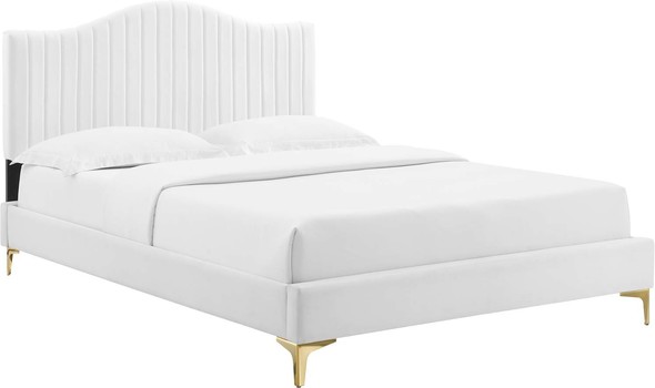 wood platform bed frame king Modway Furniture Beds White