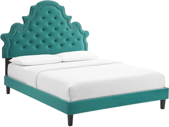 fabric bed frame king Modway Furniture Beds Teal