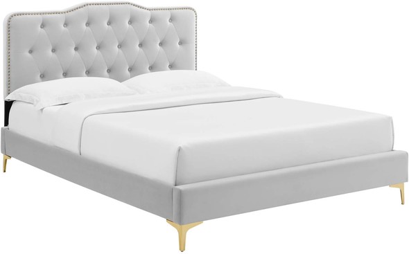 walnut platform bed Modway Furniture Beds Light Gray