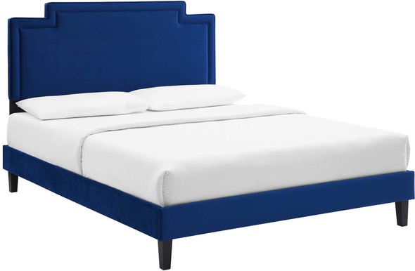 king velvet platform bed Modway Furniture Beds Navy