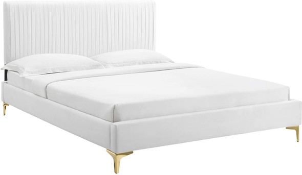 king bed frame with storage drawers Modway Furniture Beds White