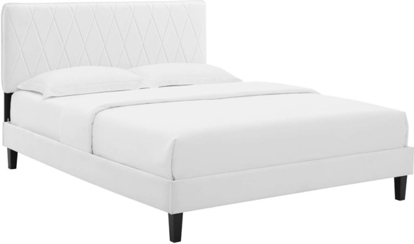 high king size bed frame with headboard Modway Furniture Beds White